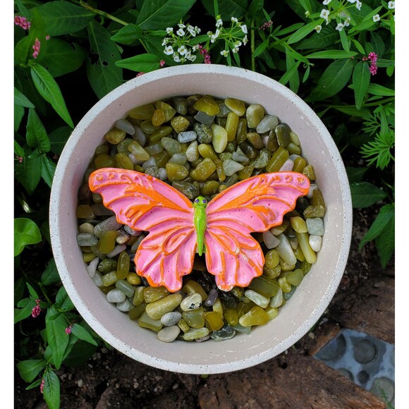 7" Cement Bee Watering Station, Butterfly Puddler Dish, Pollinator Garden - Picture 8 of 10